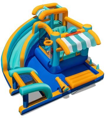 Costway Inflatable Water Slide Bounce House Kids Jump Castle with Water Cannon