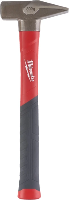 Milwaukee Fiberglas Schlosserhammer, Stiel mit Softgripummantelung, hoher Anwenderkomfort, DIN 1041 (800 g) (4932478664)