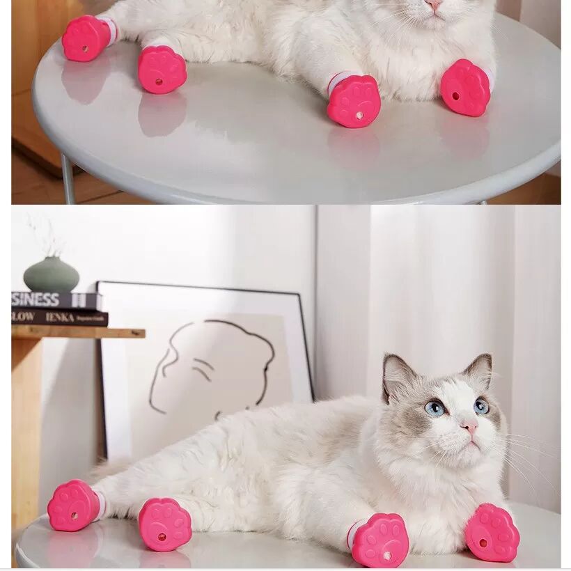 INF Anti-Drop Standfähige Easy-Drain Katzenpfotenschützer - 4 Stück, TPE-Material S Rosa