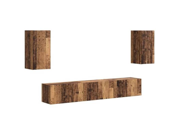 KTHLBRH TV-Möbel-Set, 5 Stück, aus Holz, modern, zur Wandmontage 2 Wandschränke, 3 TV-Schränke, Holzkonstruktion, Wandmontage, modernes Design, Wohnzimmer