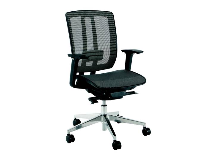 Fauteuil ergonomique AIR ONE Maille et Tissu Noir Hauteur réglable - Accoudoirs Dossier Roulettes
