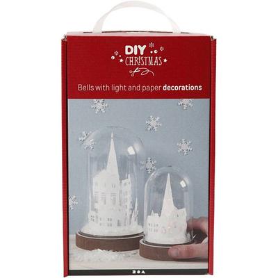 Creativ Company DIY Weihnachten Set, Dekoartikel unter Plastikglocken mit LED