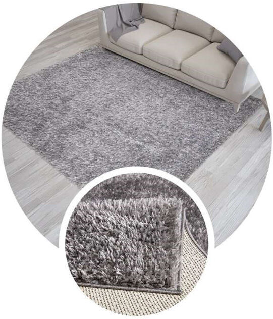 Symple Stuff Ahupendra Solid Colour Shag Area Rug Gray Rectangle 200 x 290cm