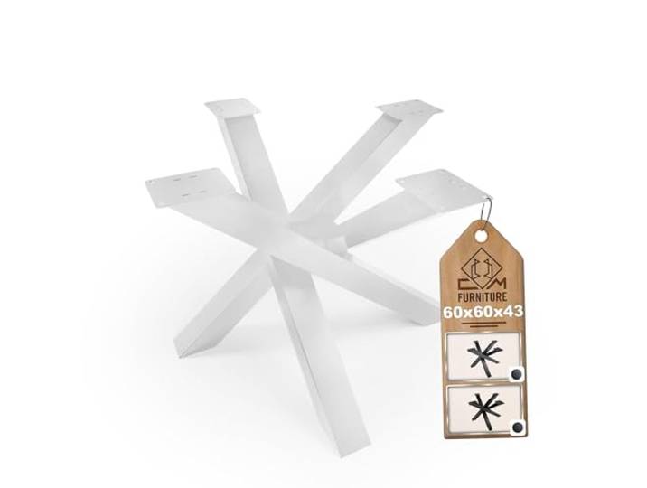 CM Furniture Couchtisch Tischbeine Tischgestell Rund/Quadratisch Platte Weiß Füß Metall 43cm Hoch Kaffeetisch Wohnzimmer Flur Büro Solid Konstruktion Glasplatte UNIQUE Überrasch Gäste DIY Projekt
