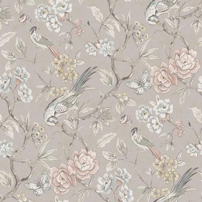 NuWallpaper Waverly Aviary Garden Grey Peel and Stick Wallpaper - N/A