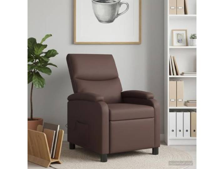 Massage Relaxsessel Braun Kunstleder Neigbar 115°-160°,Metall-und Holzwerkstoff-Rahmen,Schaumstoff-Füllung,leicht zu reinigen,minimalistisches Design