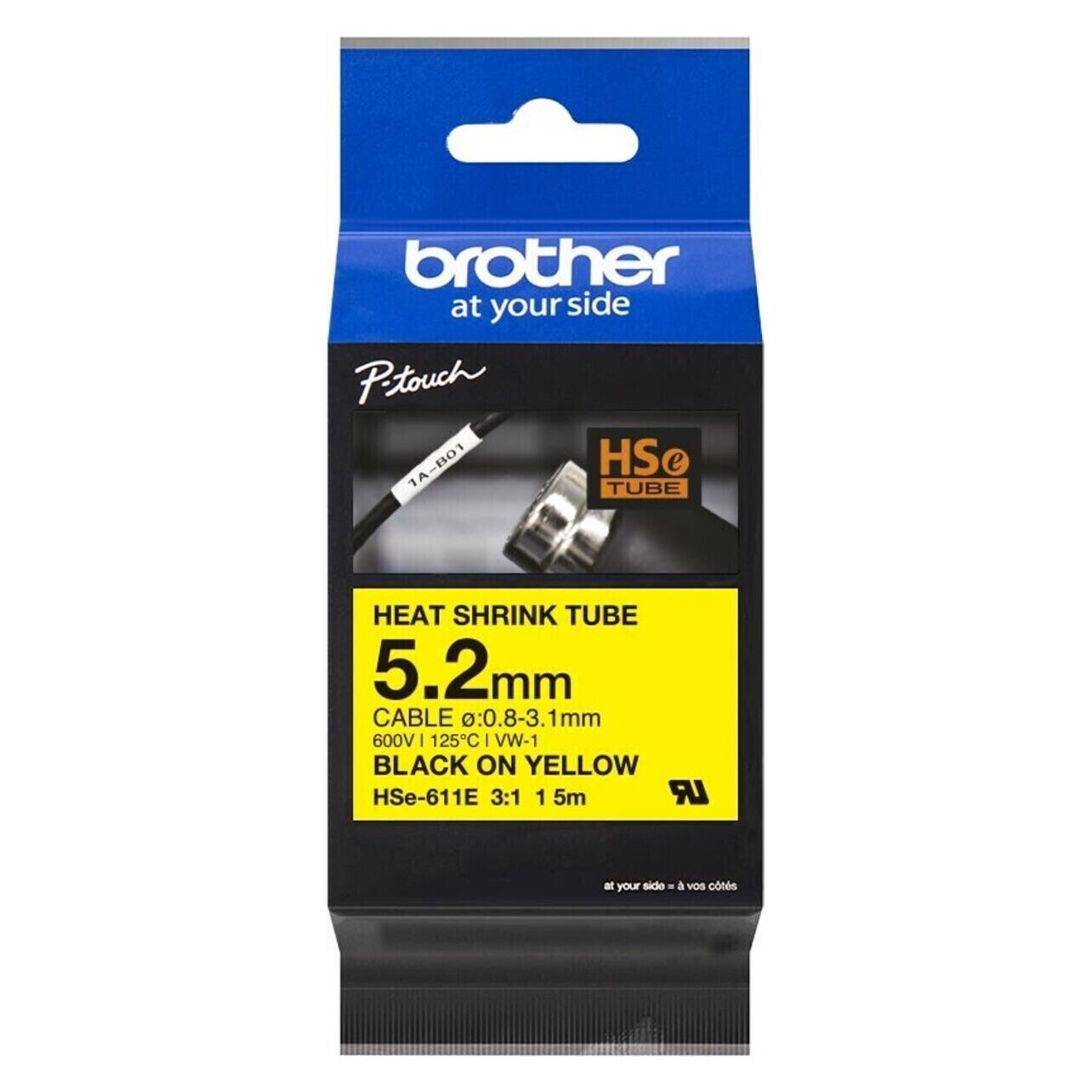 Brother Heat-Shrink-Tube schwarz/gelb (0.52 cm, Schwarz, Gelb) (HSe-611E)