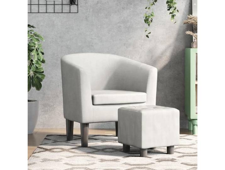Fauteuil cabriolet avec repose-pied - - Blanc - Similicuir - 70x56x68 cm - Repose-pied inclus - Capacité 110 kg