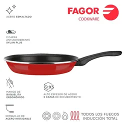 Bratpfanne Optimax Ø30Cm Rot Aisi 430 Stahl Fagor