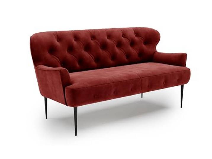 CAVADORE 2,5-Sitzer Küchensofa Amba, Trendige Sitzbank für Küche oder Esszimmer / 173 x 97 x 87 / Hochwertiges Mikrofaser: Rot