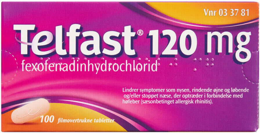 Telfast 120 mg 100 stk Filmovertrukne tabletter