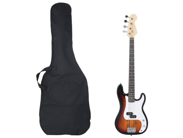 vidaXL E-Bass für Anfänger mit Tasche Braun und Weiß 4/4 46