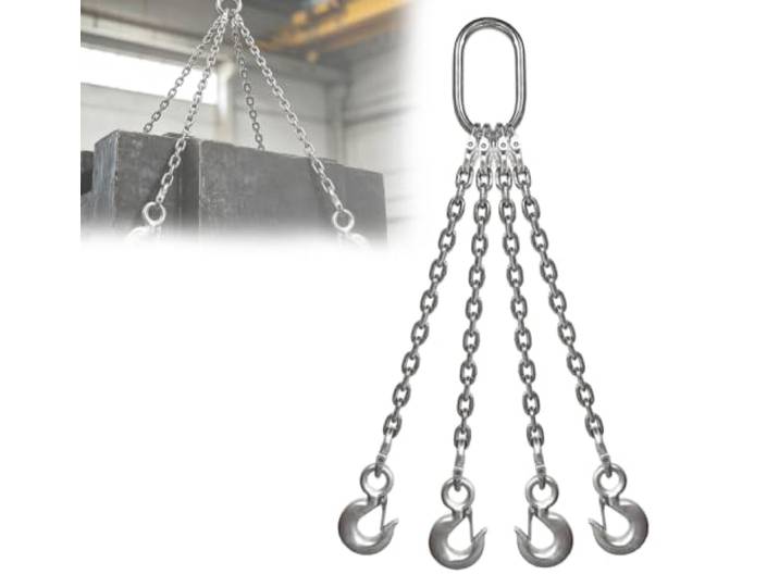 Hebeketten mit Haken, Motorhebekette aus Edelstahl Rostfrei, mit Schmetterlingsverschluss, geeignet für schwere Lasten im Lagerbau(5t 0.5m 4-leg)