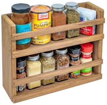 PRiME "Two-Tier Teak Spice Rack - 13-1/8"" W x 10-1/8"" H x 4-1/4"" D"