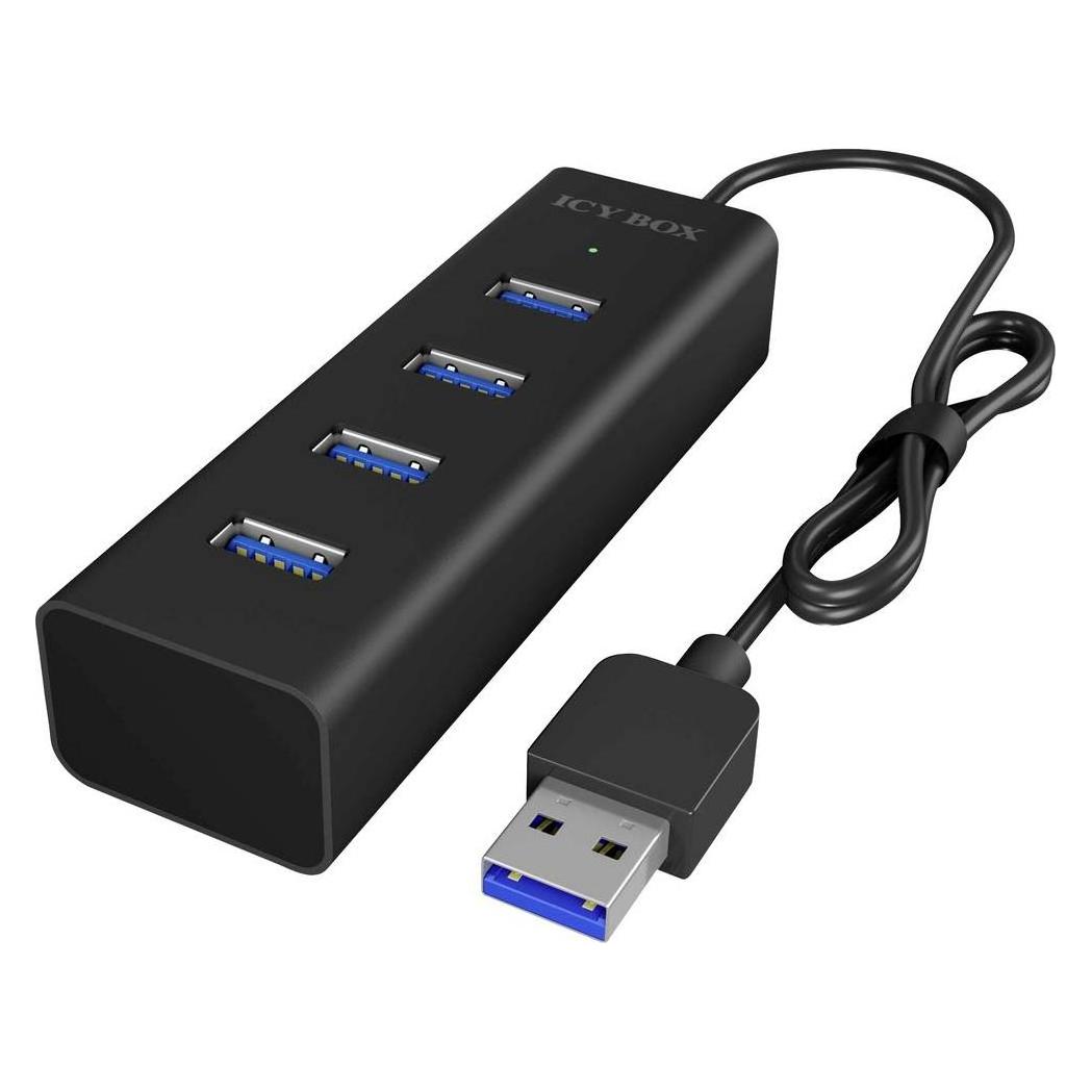 Icy Box USB 3.0 Hub, Ultra-schnell, Kompakt, Plug & Play,IB-HUB1409-U3 (USB-A, 4 Ports) (IB-HUB1409-U3)