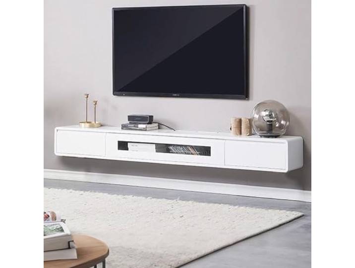 FPIGSHS TV Schrank schwebend Massivholz mit 2 Schubladen, 140CM TV Lowboard hängend mit Kabelmanagement ，TV-Medienkonsole für Wohnzimmer, Schlafzimmer (C, 140cm)