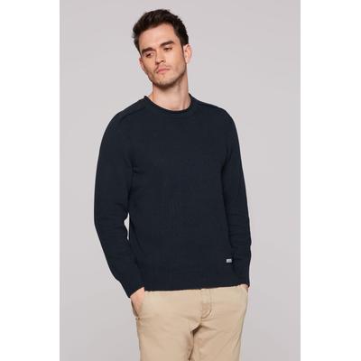 Rundhalspullover CMPD, Herren, Gr. S, blau, Strick, Material: 100% Baumwolle, bestickt, regular fit normal, Rundhals, eingesetzt Rippbündchen, Pullover Rundhalspullover, mit Rollkante am Rundhalsausschnitt
