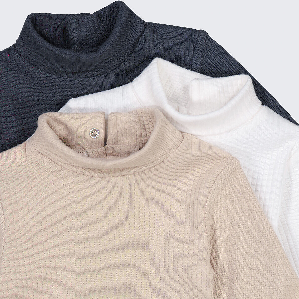 LA REDOUTE COLLECTIONS Lot de 3 bodies col montant, en côte, uni