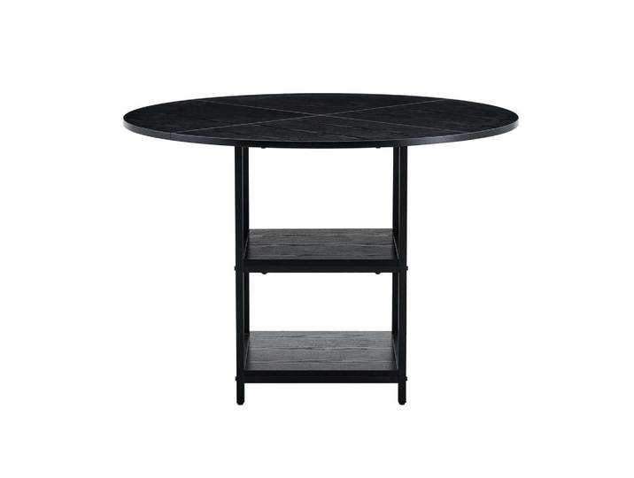 Modfu Esstisch aus MDF und Metall 107x107x75 cm Schwarz mit doppelter offener Ablage im Industrial-Stil, 107x75x107 cm, Esszimmer, Esstische