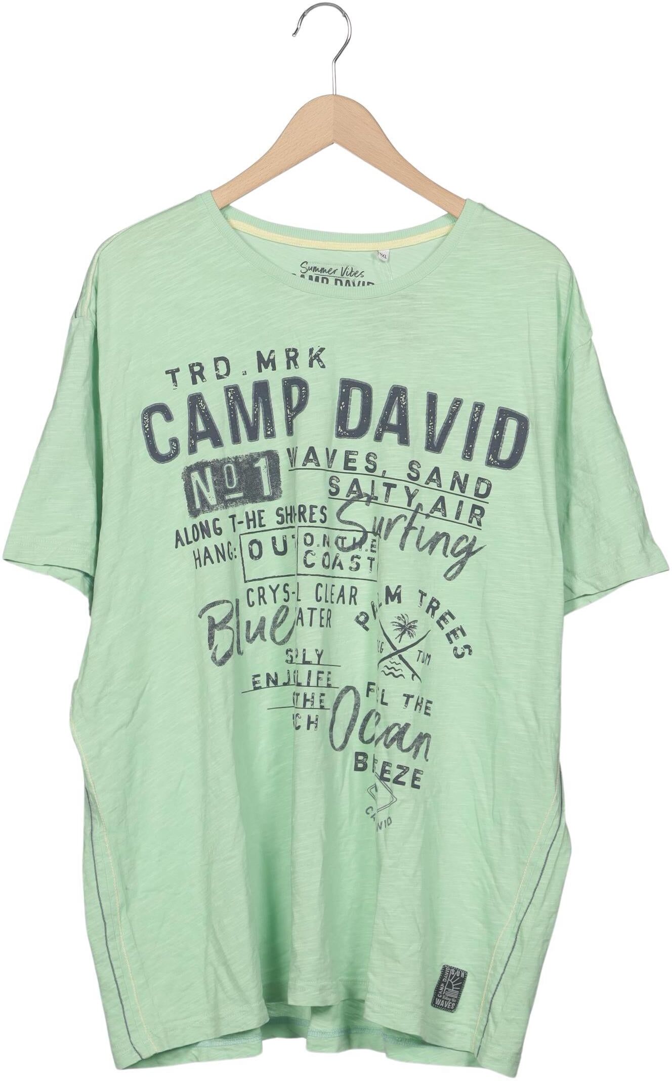Camp David Herren T-Shirt, Hellgrün, Gr. 4Xl, Baumwolle - Second Hand