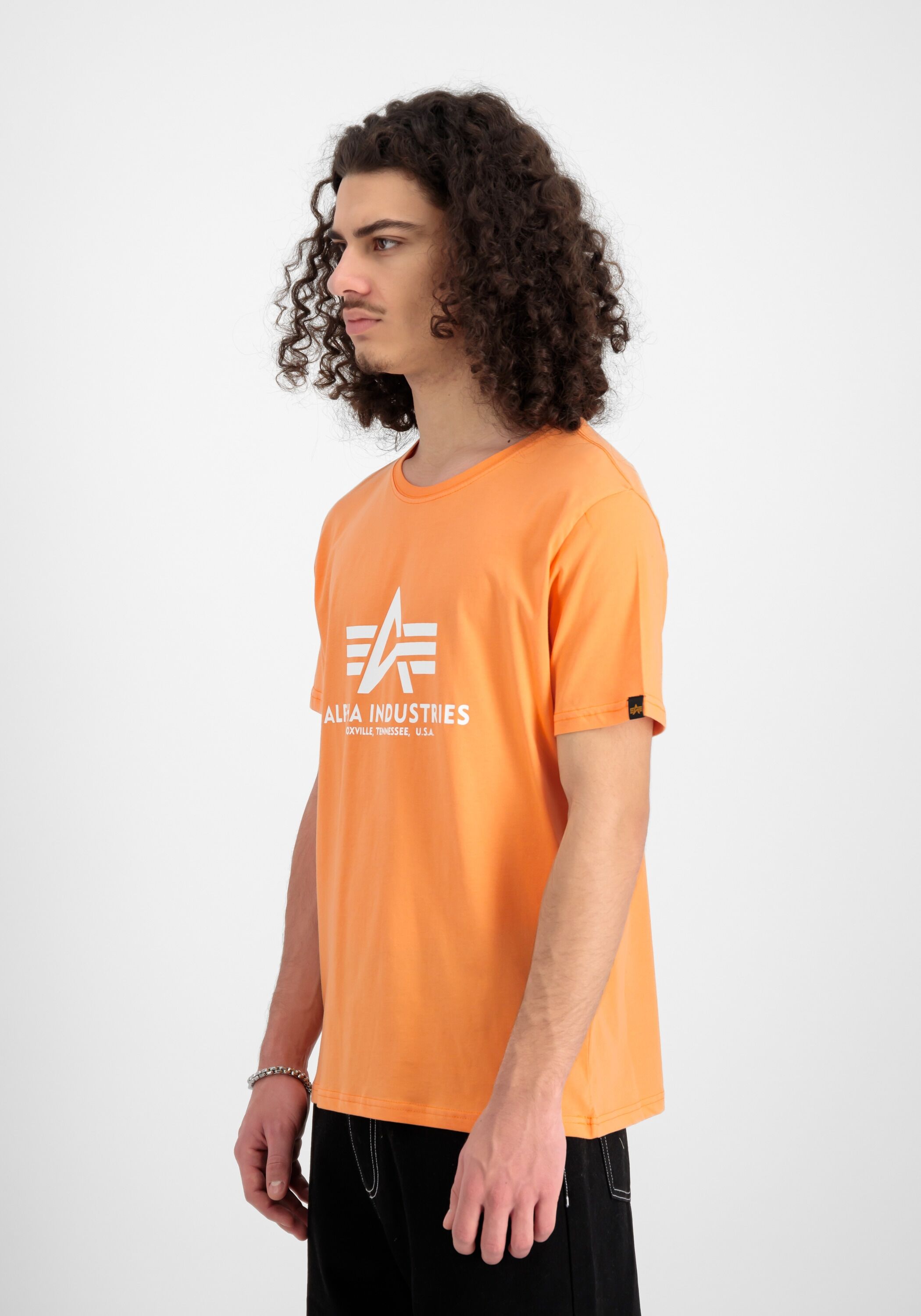 T-Shirt ALPHA INDUSTRIES "Basic BL T-Shirt", Herren, Gr. XS, orange (tangerine), Obermaterial: 100% Baumwolle, Shirts T-Shirt tangerine XS