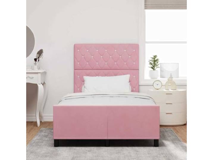 KTHLBRH Boxspringbett mit Kopfteil Rosa 120 x 200 cm Premium-Samt, massives Kiefernholz, zeitgenössisches Design, rechteckige Form