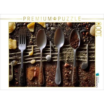 CALVENDO Puzzle Gewürzmelodien mit Gabel und Löffeln | 1000 Teile Lege-Größe 64x48cm Foto-Puzzle für glückliche Stunden