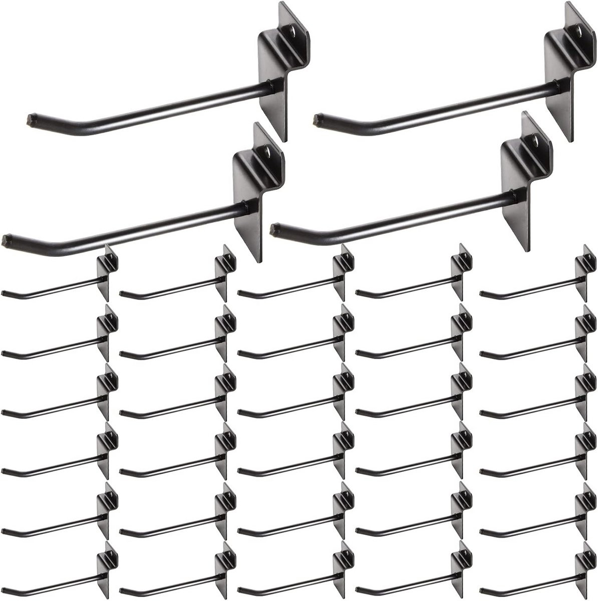 32 Stuks Zware Lamellenwandhaken Zwart - Metalen Displayhaken voor Paneel - 10 cm