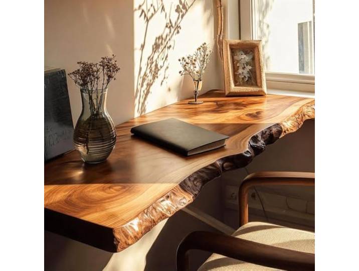 Schwebender Schminktisch, Wandtisch aus Massivholz 5 cm Starke Platte, Platzsparender Arbeitsplatz für Schlafzimmer, Büro(100 x 40 x 5 cm(39.37 x 15.75 x 1.97 in))