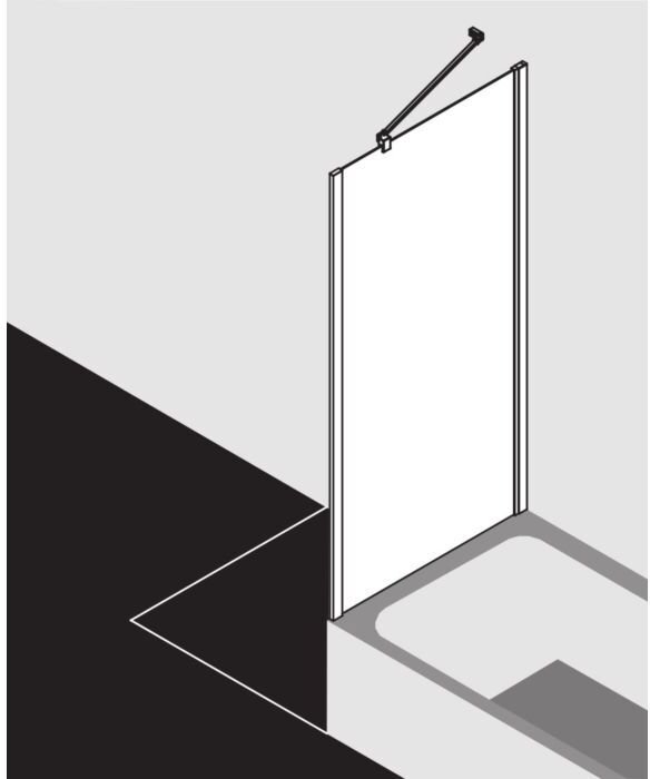 Kermi Liga Seitenwand verkürzt LITVD070161AK 70x160cm, silber mattglanz, ESG klar, auf Badewanne