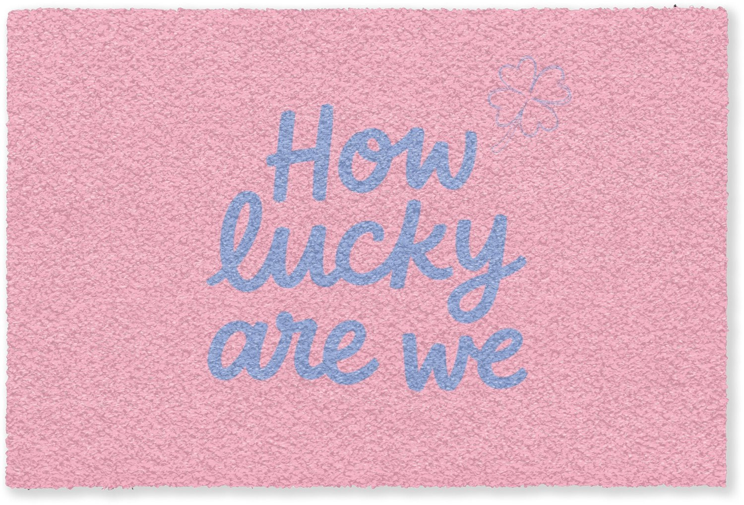 MuchoWow Deurmat How lucky are we - Klavervier - Roze en Blauw - B: 180 cm, D: 120 cm