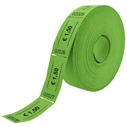 CombiCraft Grüne Euro-Wertmarken Rolle – 1,50 €  - 5 Rollen á 1000 Abrisse
