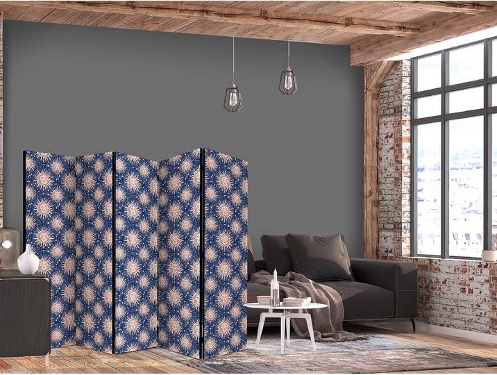 Paravent acoustique motifs soleil Autres Bleu 225 x 172cm