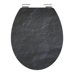Schütte MDF High-Gloss WC-Sitz mit Absenkautomatik »Black Stone« - weiß