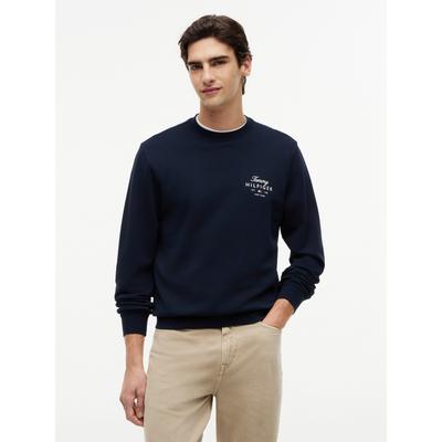 Sweatshirt TOMMY HILFIGER "SCRIPT STACK SWEATSHIRT", Herren, Gr. S, blau (desert sky), Sweatware, Obermaterial: 100% Baumwolle, normal normal, Rundhals, Bündchen, Sweatshirts Sweatshirt