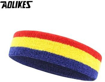 Inspired Living AOLIKES Sports Headband Cotton Sweatband Headband For Running Gym Basketball And Fitness red Yellow Blue