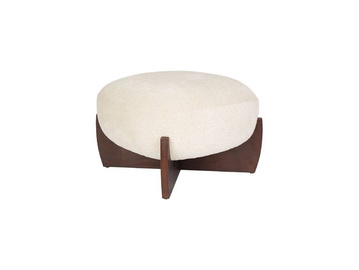 Design Loungesessel „Emilius“ Bouclé Weiss, Dunkelbraun Dutchbone