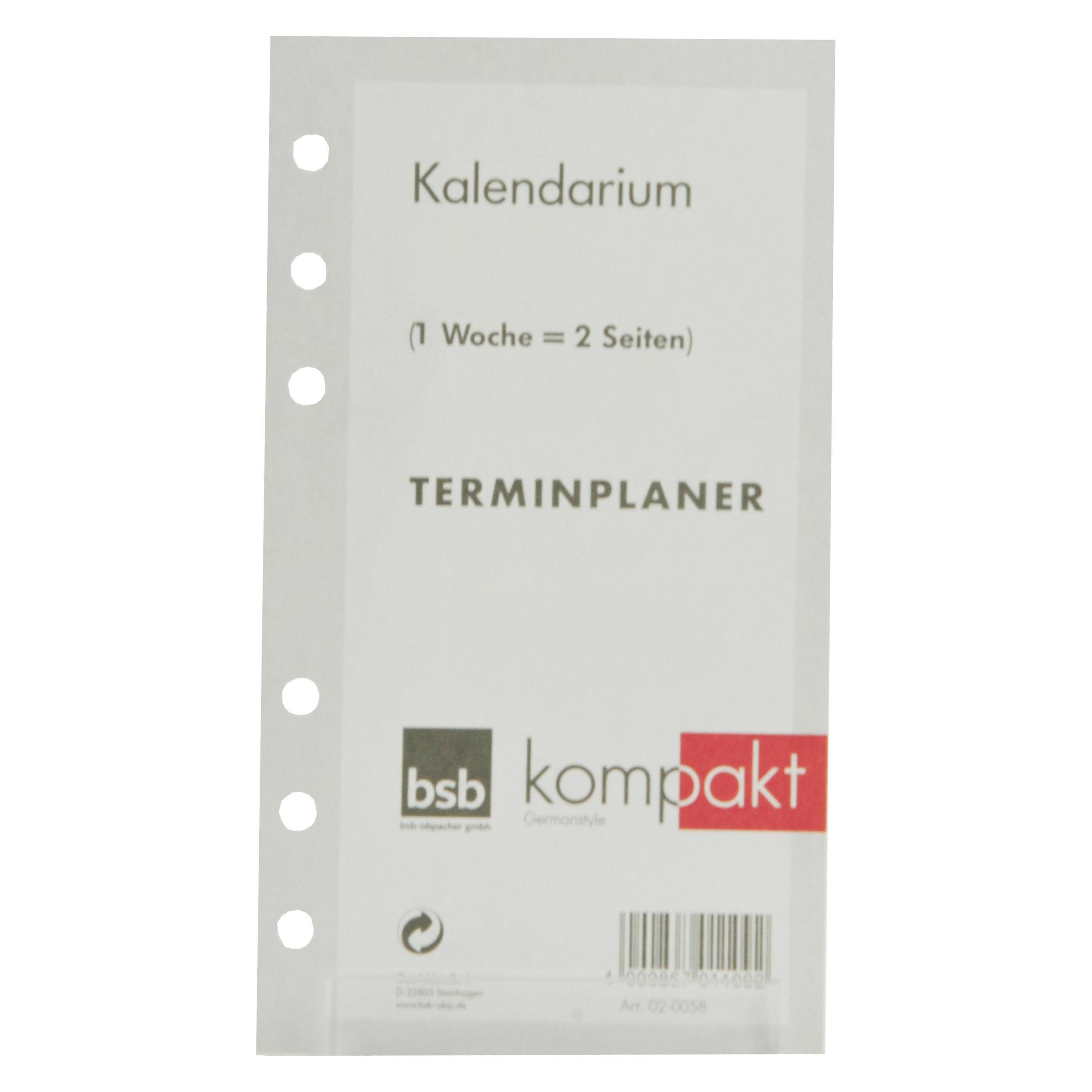 Obpacher Kalendarium A6 1Wo/2Seite kompakt (A6, 1 Woche / 2 Seiten) (02-0058)
