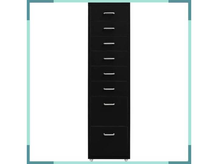 FHE Classeur mobile - Métal - Rangement - Robuste - Noir - 28x41x109 cm - 8 tiroirs