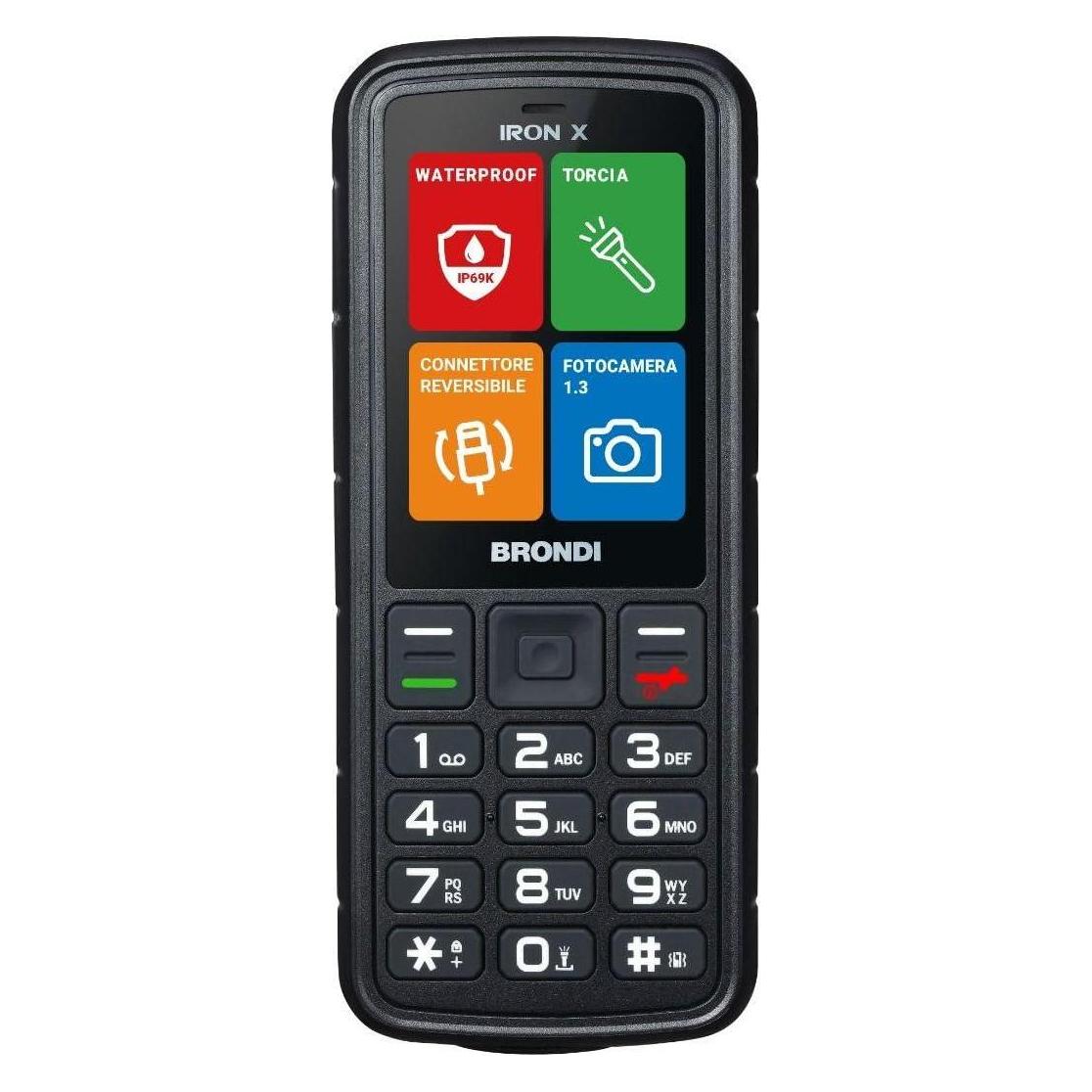 Brondi Rugged-Mobiltelefon Iron X, Schwarz, Dual-SIM (2.40") (62630312)