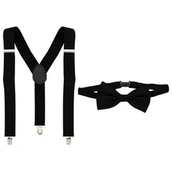 Set Hosenträger & Fliege, schwarz