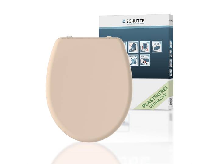 WC-Sitz SCHÜTTE, beige, B:375cm L:450cm, Duroplast, WC-Sitze, WC-Sitz, mit Absenkautomatik und Schnellverschlusstechnik