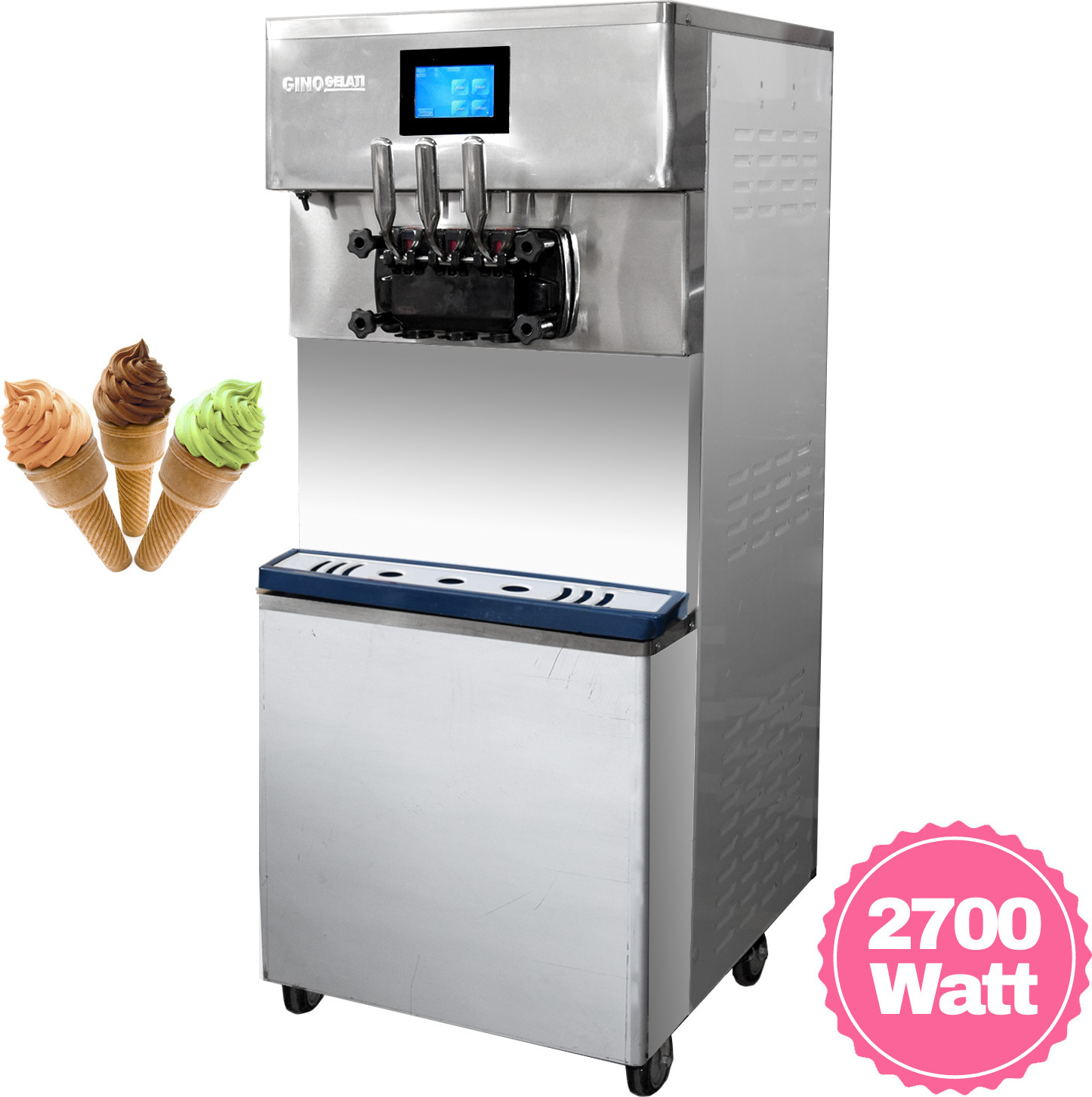 Gino Gelati Softeismaschine 35 l 2700W Schwellpumpe Gastro Edelstahl