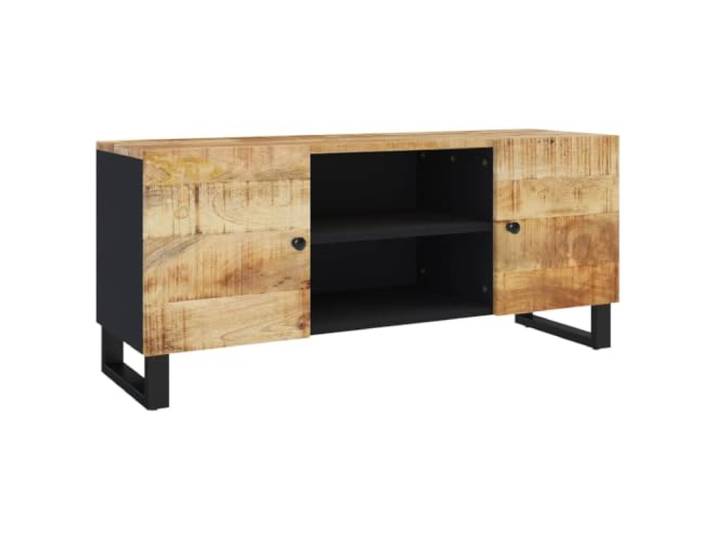 Makastle TV-Schrank Massives Mangoholz 105x33x46 cm Schwarz
