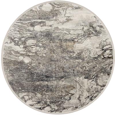 Teppich OCI DIE TEPPICHMARKE "BESTSELLER YOU", grau (goldfarben, grau), H:8mm Ø:200cm, Viskose, Teppiche, Teppich, Glanz Viskose, mit Fransen, Hoch Tief Struktur, Vintage, Wohnzimmer