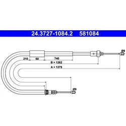 Seilzug Feststellbremse ATE 24.3727-1084.2 für Renault Modus Grand