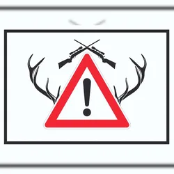 HB-Druck Achtung Jagd Gewehr Schild mit Symbol A5 Rückseite selbstklebend
