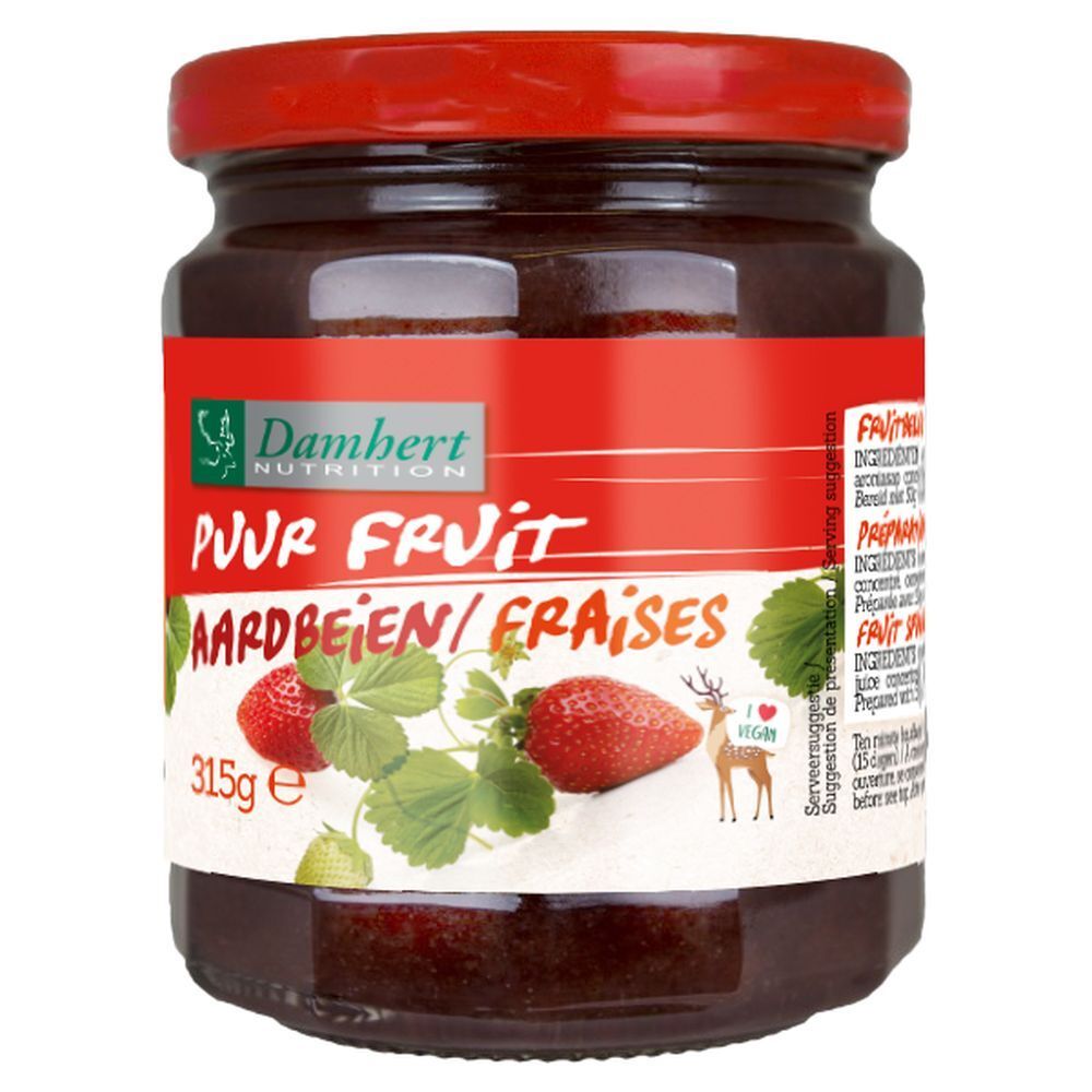 Damhert Confituur Aardbei 100 % Zonder Suiker 315 g Brotaufstrich
