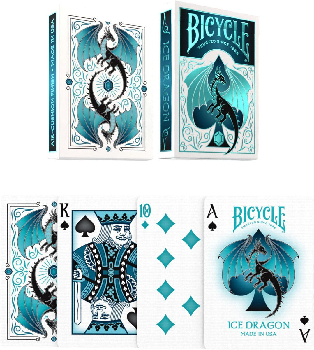 Bicycle Ice Dragon Premium Speelkaarten - IJsblauw - Poker