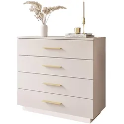 KOMMODE LINA KASCHMIR 95 cm mit LED-Beleuchtung Griffe Goldmatt